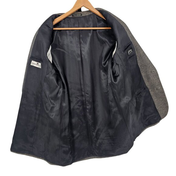 Christian Aujard Glen Plaid Cashmere Blazer Jacket 42R Black White Quiet Luxury - Picture 5 of 13